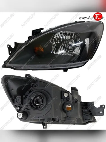 Левая фара SAT (чёрная, Евросвет) Mitsubishi Lancer 9 CS седан 2-ой рестайлинг (2005-2009)