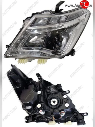Левая фара SAT (внутри черная / под ксенон / LED) Nissan Patrol  6 (2014-2017) Y62 рестайлинг
