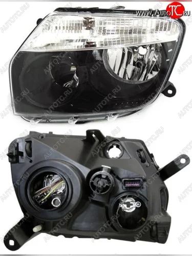 Левая фара SAT (чёрная) Renault Duster HS дорестайлинг (2010-2015)