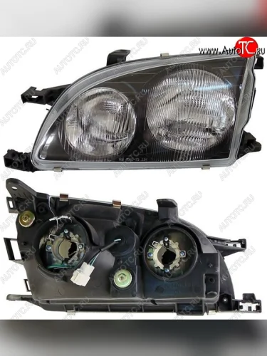 Левая фара SAT (чёрная) Toyota Caldina T210 дорестайлинг универсал (1997-1999)