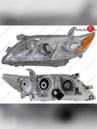 Левая фара SAT (желтый габарит, с электрокорректором) Toyota Camry  XV40 (2006-2008) дорестайлинг