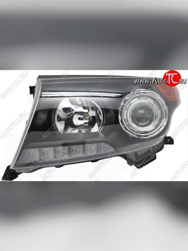 Левая фара SAT (чёрная Brownstone) Toyota Land Cruiser 200 1-ый рестайлинг (2012-2015)