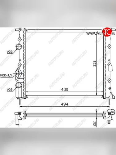 Радиатор SAT (1.4/1.6, трубчатый) Renault Logan 1 дорестайлинг (2004-2010)