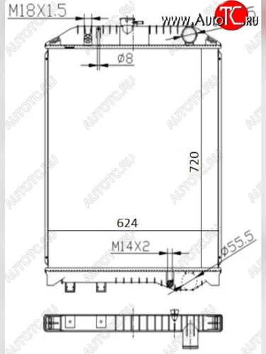 Радиатор SAT (пластинчатый, МКПП, FM8J/FG8J/GH8J/FL8J 08- J08ETB/STB) Hino 500  дорестайлинг (2007-2015)
