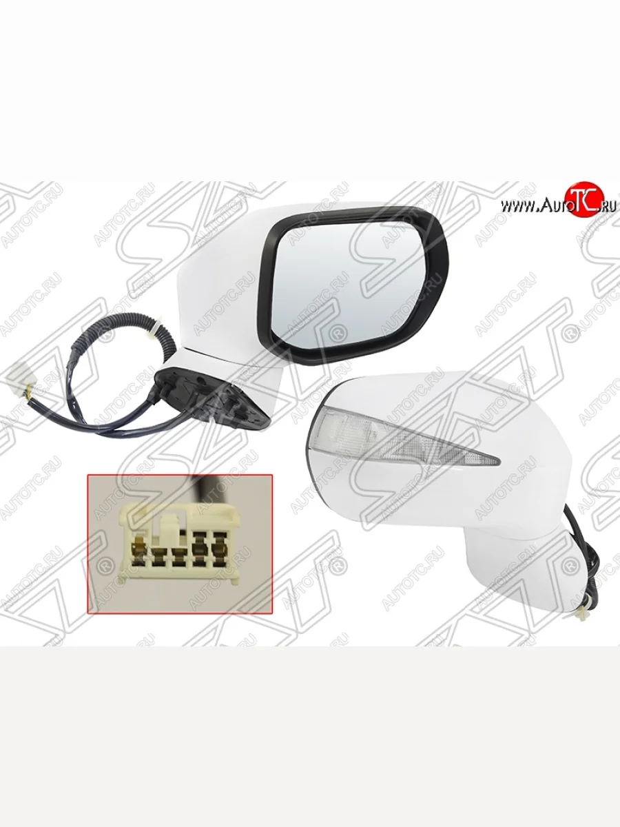 Боковое правое зеркало заднего вида SAT (складное, регулировка, указатель поворота, 7 контактов) Honda Civic FD седан дорестайлинг (2005-2008) (Неокрашенное)  в Самаре Самарской области