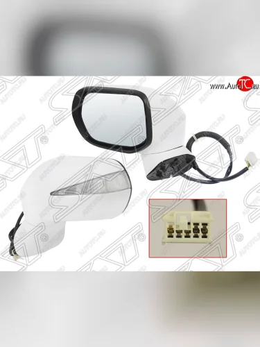 Боковое левое зеркало заднего вида SAT (складное, регулировка, указатель поворота, 7 контактов) Honda Civic  FD (2005-2011) седан дорестайлинг, седан рестайлинг