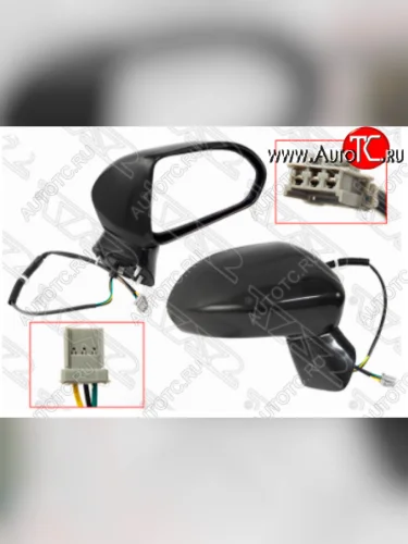 Правое зеркало заднего вида SAT (черное, 3 контакта) Honda Fit 1 GD дорестайлинг (2001-2004)