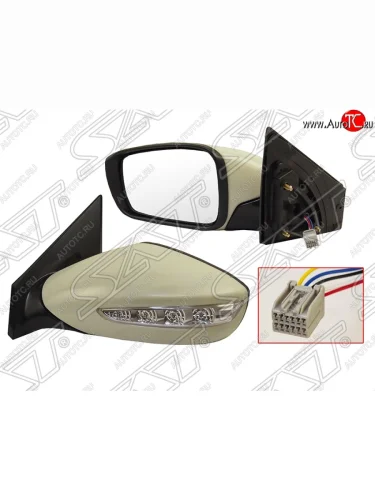 Боковое левое зеркало заднего вида SAT (указатель поворота, 5 контактов) Hyundai Sonata YF (2009-2014)