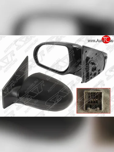 Левое боковое зеркало заднего вида SAT (3 контакта, без обогрева) KIA Rio 3 QB дорестайлинг седан (2011-2015)