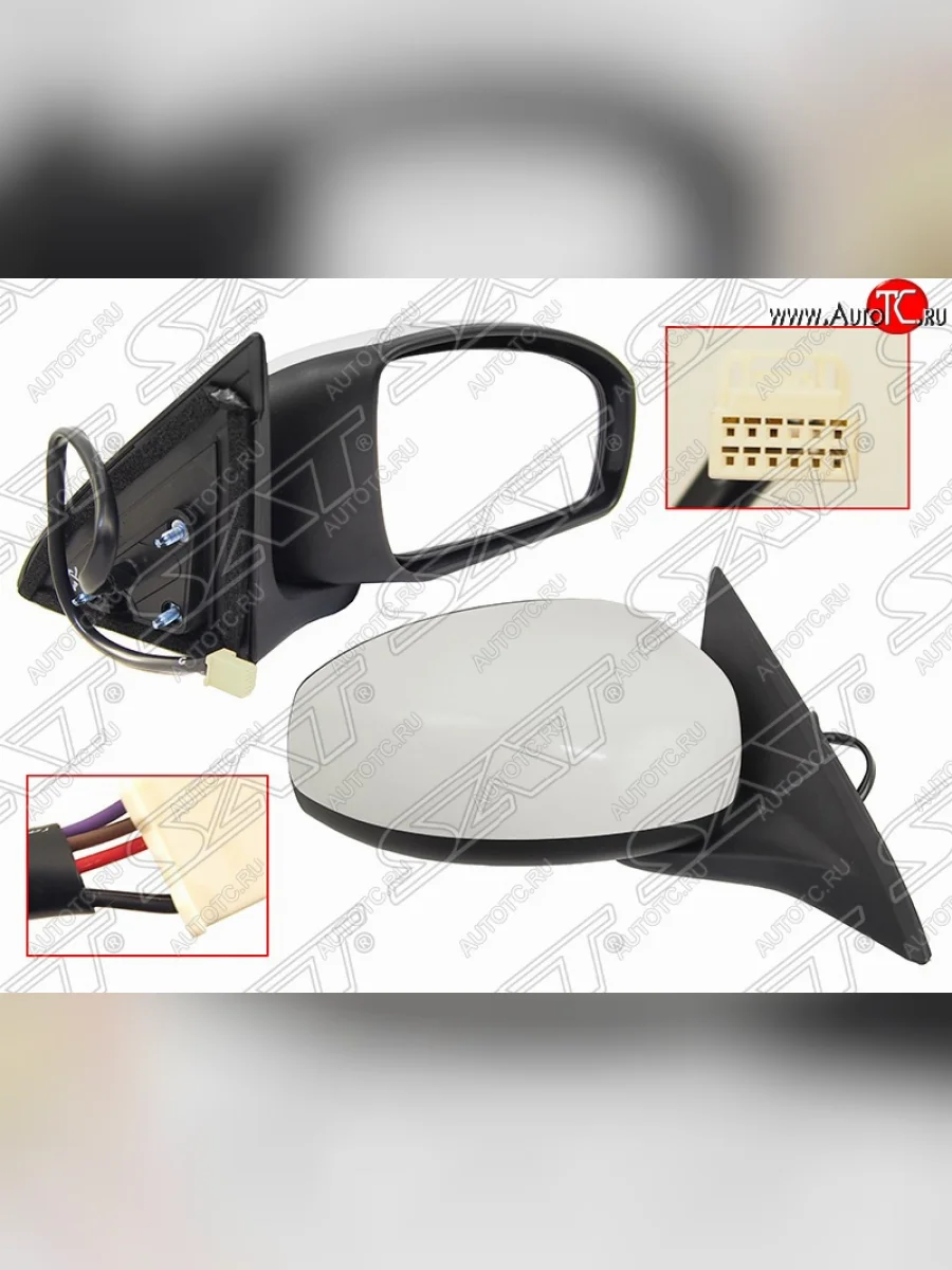 Боковое правое зеркало заднего вида SAT (обогрев, 5 контактов) Nissan Almera 3 G15 седан (2012-2019) (Неокрашенное)  в Самаре Самарской области