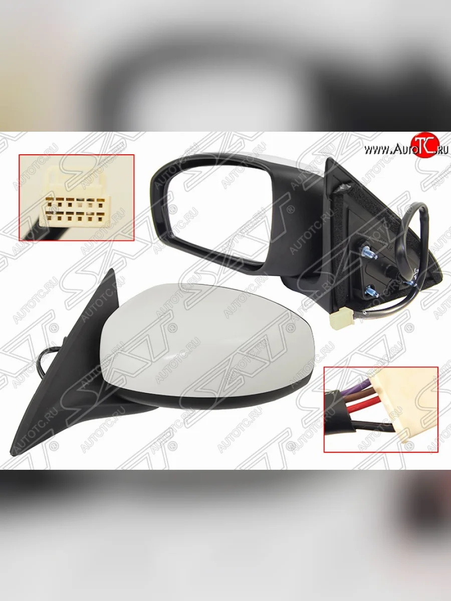 Боковое левое зеркало заднего вида SAT (обогрев, 5 контактов)  Nissan  Almera  3 G15, Bluebird Sylphy  G11 (Неокрашенное)  в Самаре Самарской области