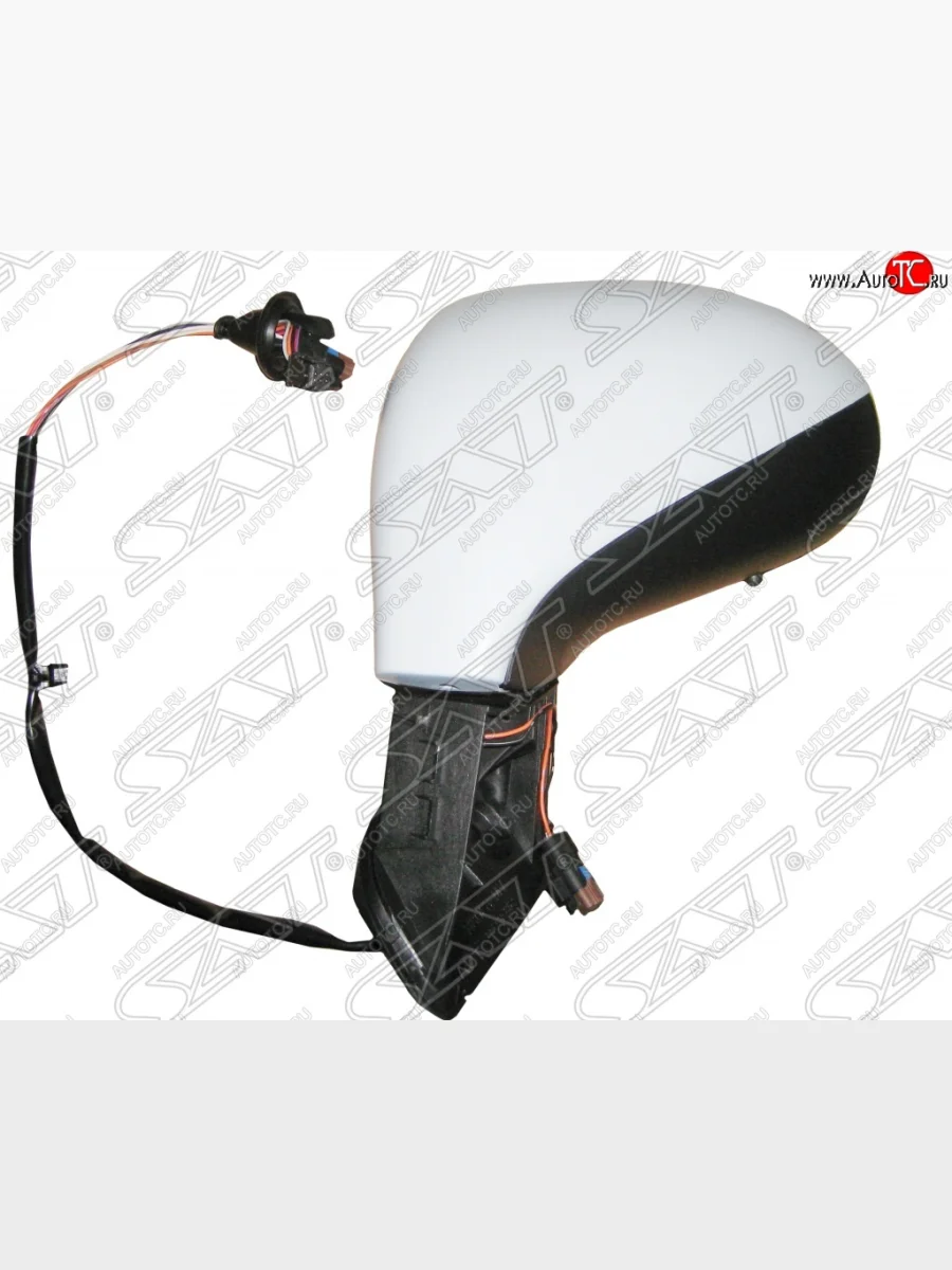 Боковое левое зеркало заднего вида SAT (обогрев, поворот, датчик температуры, 8 контактов) Peugeot 308 T7 универсал дорестайлинг (2007-2011) (Неокрашенное)  в Перми Пермском крае