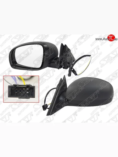 Боковое левое зеркало заднего вида SAT (регулировка, обогрев, 5 контактов) Skoda Fabia Mk2 универсал рестайлинг (2010-2014)