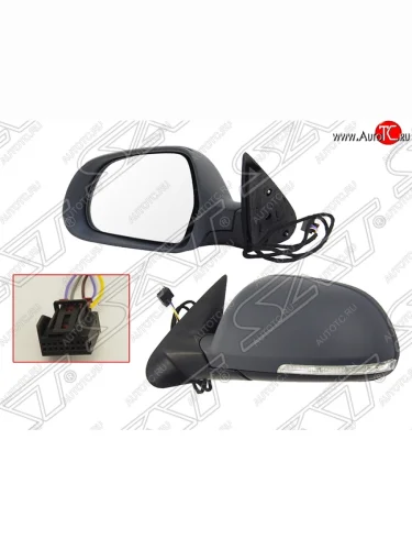 Боковое левое зеркало заднего вида SAT (обогрев, поворот, 6 контактов) Skoda Octavia  A5 (2008-2013) лифтбэк рестайлинг, рестайлинг универсал