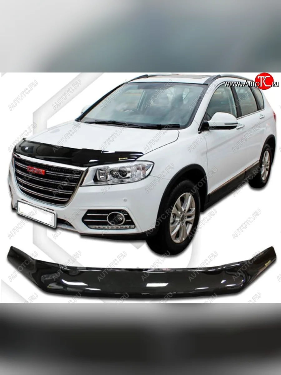 Дефлектор капота CA-Plastic Haval H6 дорестайлинг (2016-2019) (Classic черный, Без надписи)  в Перми Пермском крае