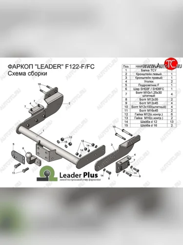 Фаркоп Лидер Плюс (фургон, 2500кг) Ford Transit цельнометаллический фургон (2014-2022)