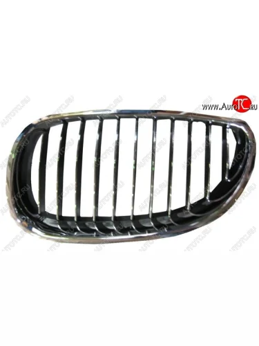 Левая решетка радиатора SAT (Хром) BMW 5 серия ( E60,  E61) (2003-2010) седан дорестайлинг, универсал дорестайлинг, седан рестайлинг, универсал рестайлинг
