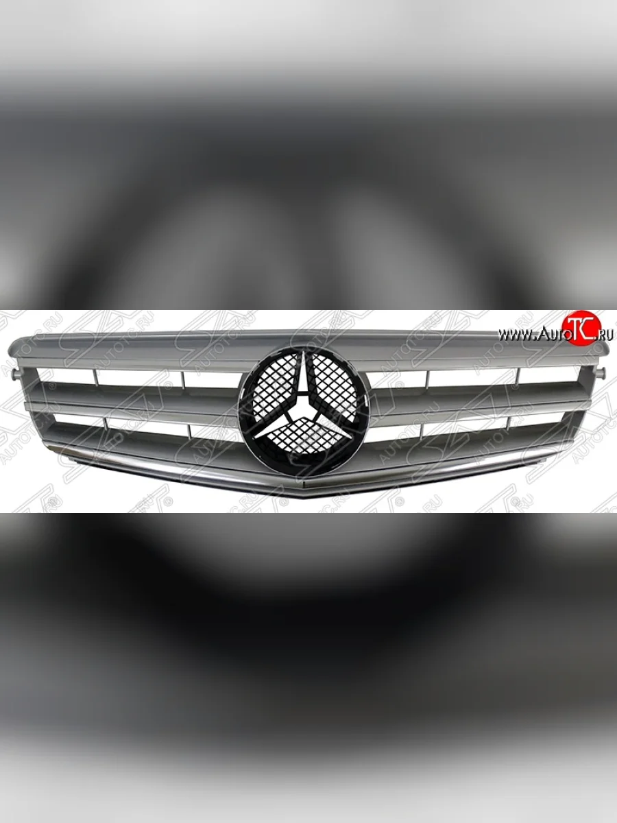 Решётка радиатора SAT (под эмблему)  Mercedes-Benz C-Class (2007-2015) W204 (Неокрашенная)  в Керчи Республика Крым