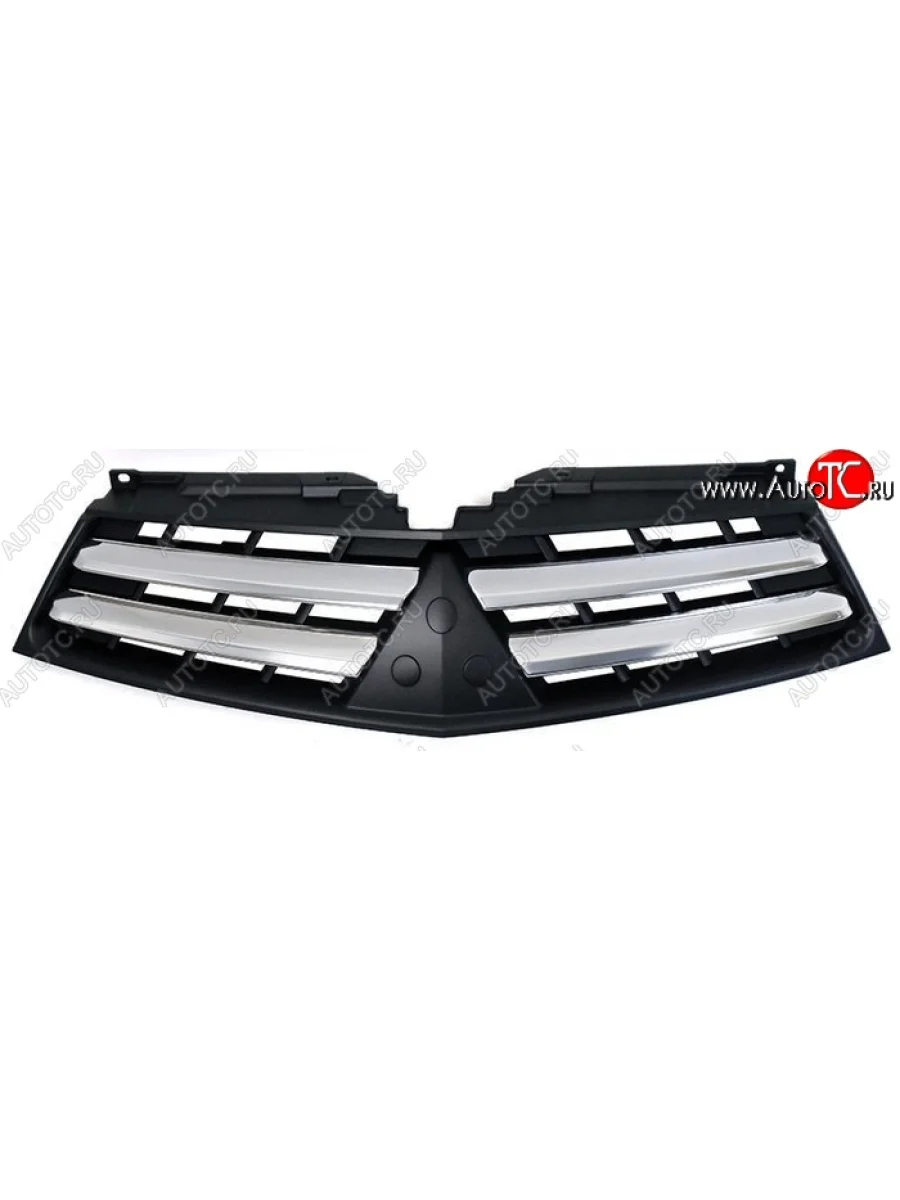 Решётка радиатора SAT (цельная, черная с хромом, пр-во Таиланд) Mitsubishi L200 4  рестайлинг (2013-2016) (Неокрашенная)  в Самаре Самарской области