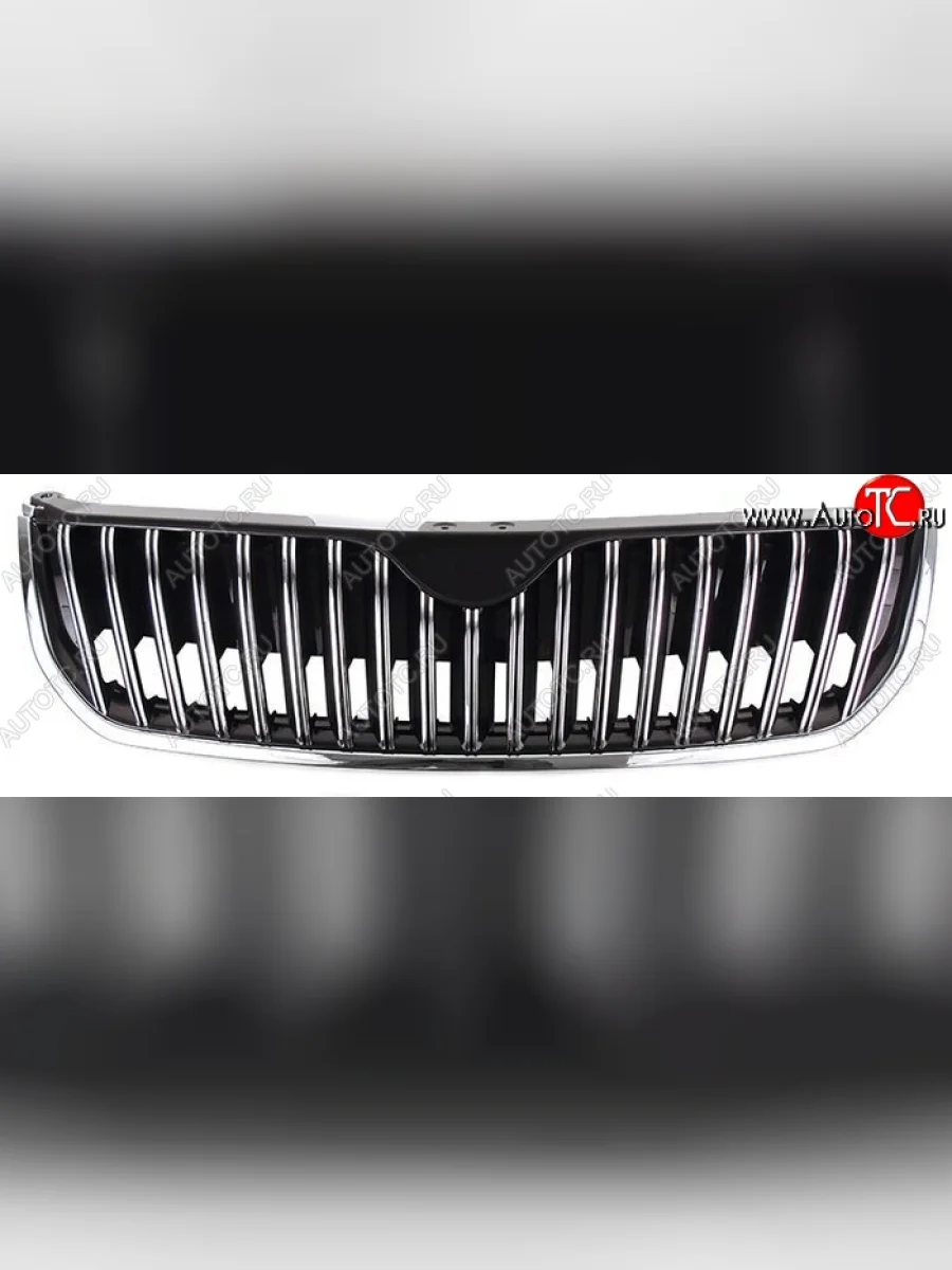 Решётка радиатора SAT Skoda Superb B6 (3T5) универсал доресталийнг (2009-2013) (Черный хром)  с доставкой в г. Пермь