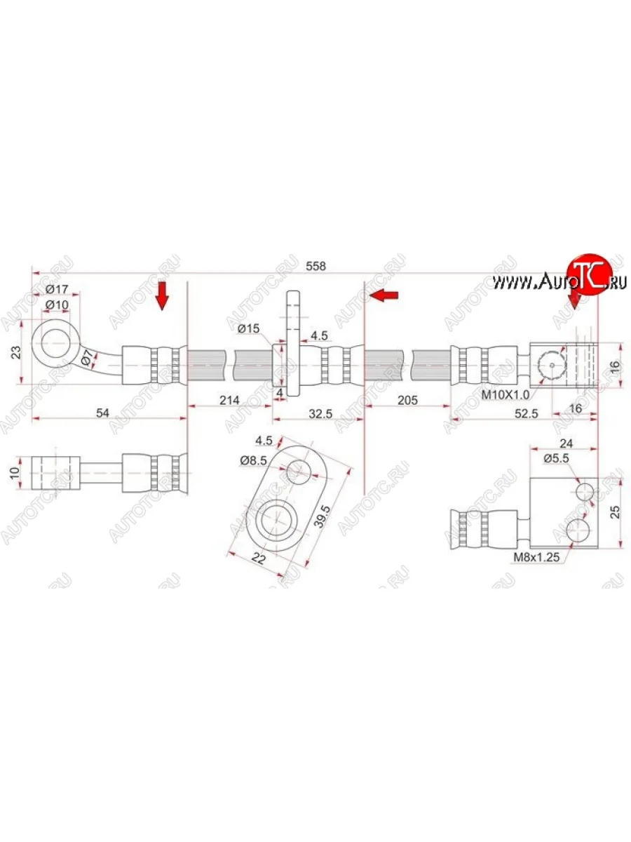 Тормозной шланг передний SAT (правый) Honda Jazz (2001-2008)  в Керчи Республика Крым