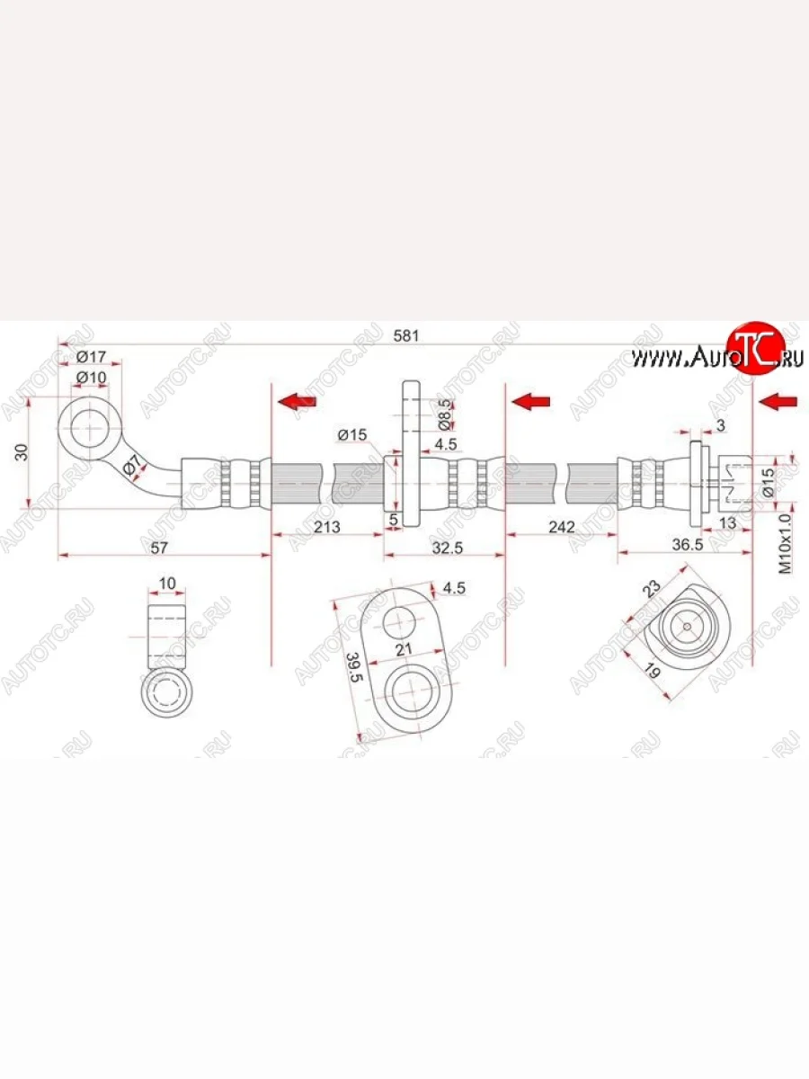Тормозной шланг SAT (передний, правый) Honda Stream 1 RN1,RN3  дорестайлинг (2000-2004)  с доставкой в г. Керчь