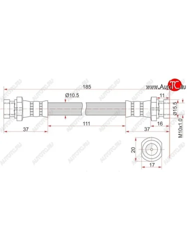 Тормозной шланг SAT (передний, левый) Mitsubishi L200 3 K6T-K7T дорестайлинг (1996-2005)