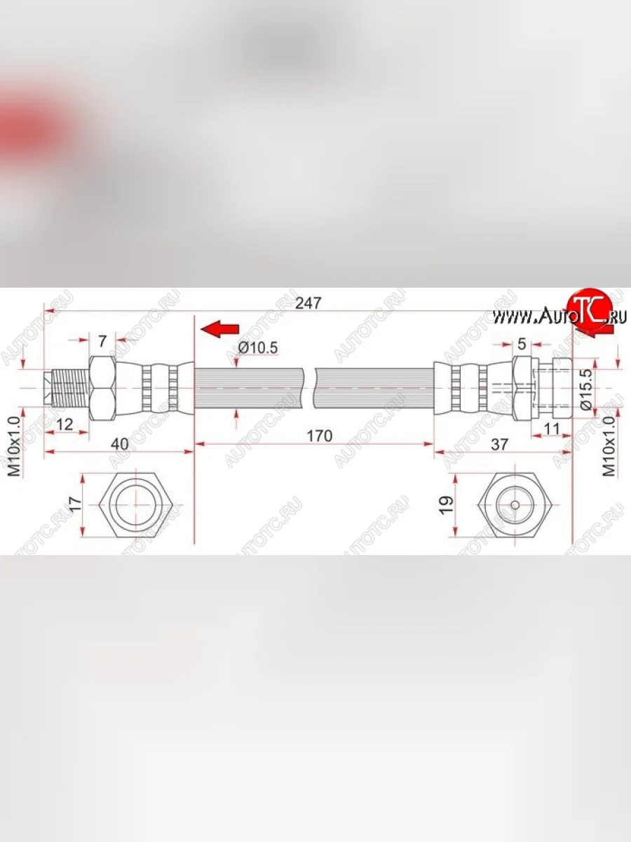 Тормозной шланг SAT (пр-во Таиланд) Mitsubishi L200 3 K6T-K7T дорестайлинг (1996-2005)  с доставкой в г. Керчь