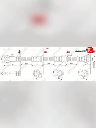 Тормозной шланг SAT (передний, LH=RH, пр-во Таиланд) Mitsubishi Pajero 3 V70 дорестайлинг (1999-2003)