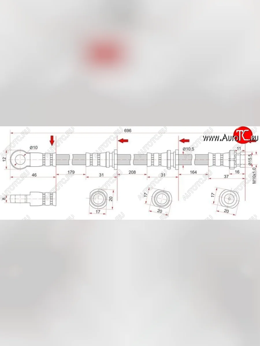 Тормозной шланг SAT (передний, LH=RH, пр-во Таиланд) Mitsubishi Pajero 3 V70 дорестайлинг (1999-2003)  в Самаре Самарской области