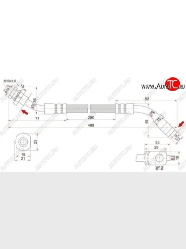 Тормозной шланг SAT (передний, левый) Nissan Mistral - Terrano2  R20