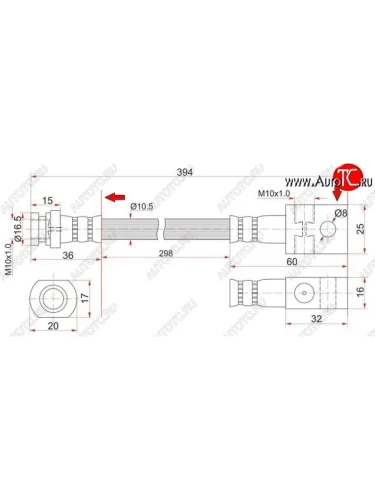 Тормозной шланг SAT (передний, промежуточный) Nissan Patrol  4 - Safari  Y61