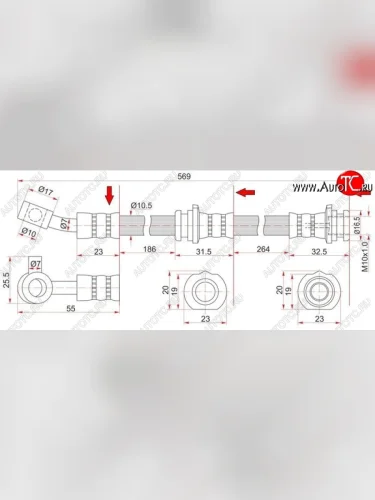 Тормозной шланг SAT (передний, левый) Nissan Teana  1 J31 (2003-2005) дорестайлинг