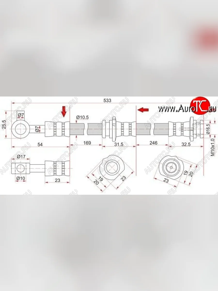 Тормозной шланг SAT (передний, левый) Nissan Teana 2 J32 дорестайлинг (2008-2011)  в Перми Пермском крае