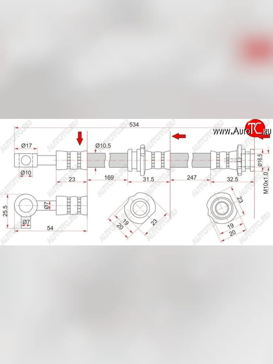 Тормозной шланг SAT (передний, правый) Nissan Teana 2 J32 дорестайлинг (2008-2011)  в Перми Пермском крае
