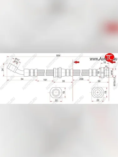 Тормозной шланг SAT (передний, правый) Suzuki Grand Vitara FTB03 3 двери (1997-2005)