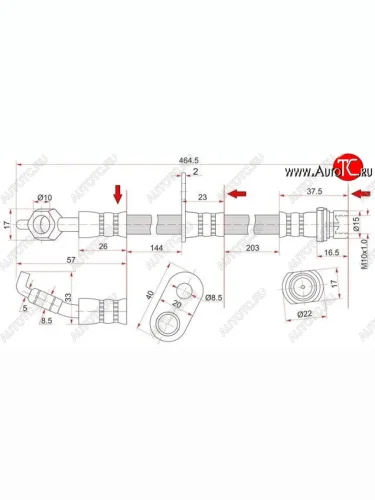 Тормозной шланг SAT (передний, правый) Toyota Alphard H10 дорестайлинг (2002-2005)