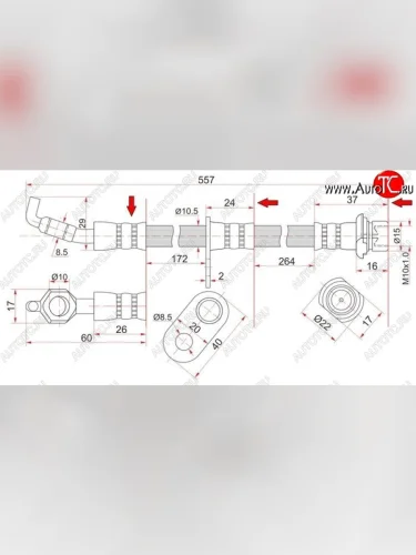 Тормозной шланг SAT (передний, левый) Toyota Gaia XM10 дорестайлинг (1998-2001)