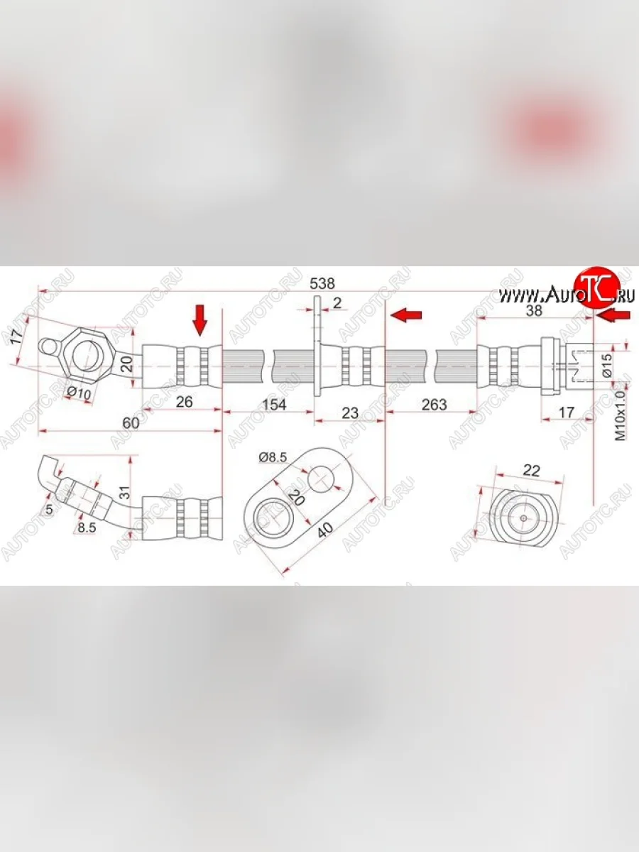 Тормозной шланг SAT (передний, правый, пр-во Таиланд) Lexus RX300 XU10 дорестайлинг (1995-2001)  в Перми Пермском крае
