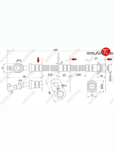 Тормозной шланг SAT (передний, правый) Toyota Vista  седан (1990-1994)