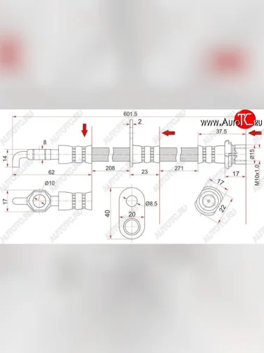 Тормозной шланг SAT (передний, левый) Toyota Celica  T230 (1999-2006)