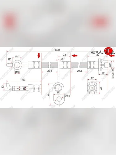 Тормозной шланг SAT (передний, левый, пр-во Таиланд) Lifan Solano  дорестайлинг (2010-2015)