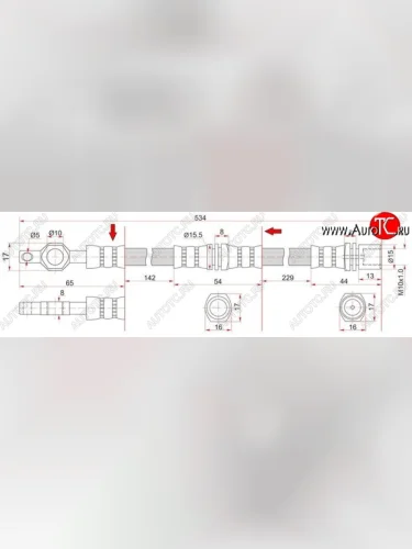 Тормозной шланг SAT (левый/правый) Toyota Crown  S130 (1991-1999) седан 2-ой рестайлинг, универсал 2-ой рестайлинг