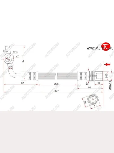Тормозной шланг SAT (правый) Toyota Hiace  H100 (1989-2004) минивэн дорестайлинг (Япония), минивэн 1-ый рестайлинг (Япония), минивэн (Япония)  2-ой рестайлинг