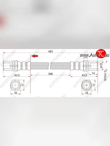 Тормозной шланг SAT (левый/правый) Toyota Hilux Surf  N120,N130 (1989-1991) 5 дв. дорестайлинг