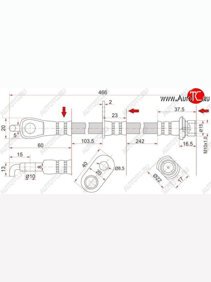Тормозной шланг SAT (передний, правый, пр-во Таиланд) Lexus LX570 J200 дорестайлинг (2007-2012)  в Воронеже Воронежской области