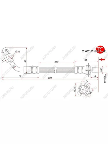 Тормозной шланг SAT (передний, левый) Toyota Land Cruiser  80 (1989-1997)