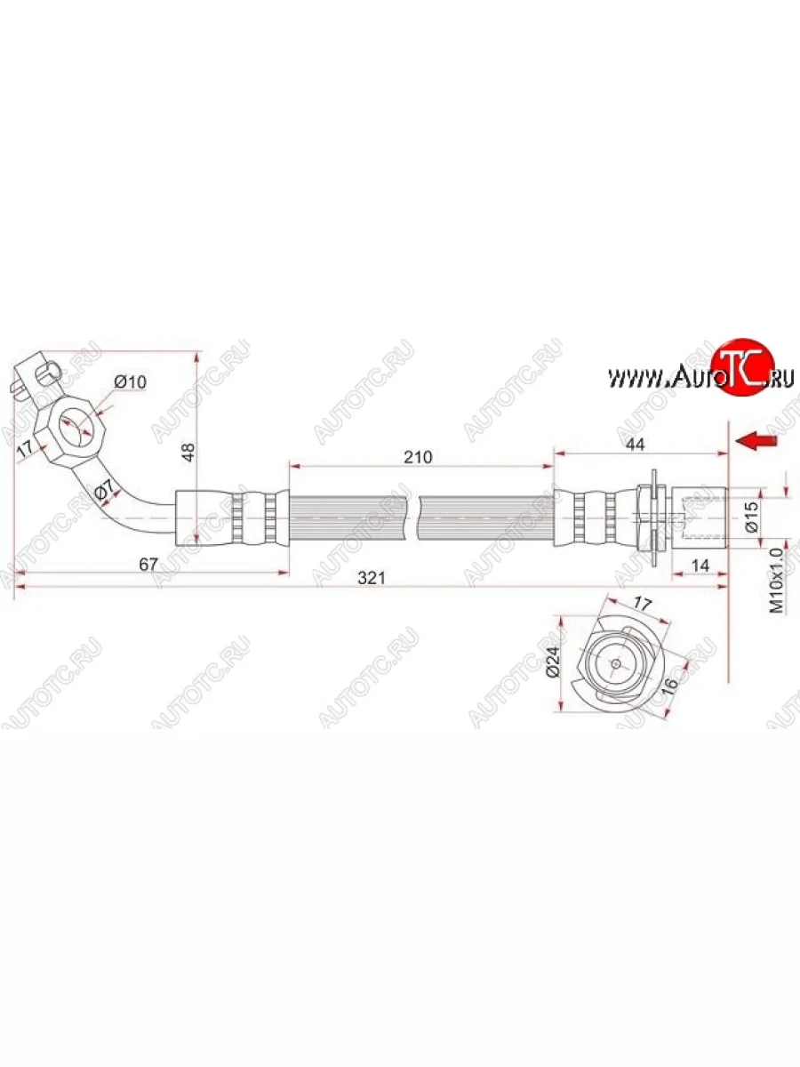 Тормозной шланг SAT (передний, левый) Toyota Land Cruiser 80 (1989-1997)  в Керчи Республика Крым