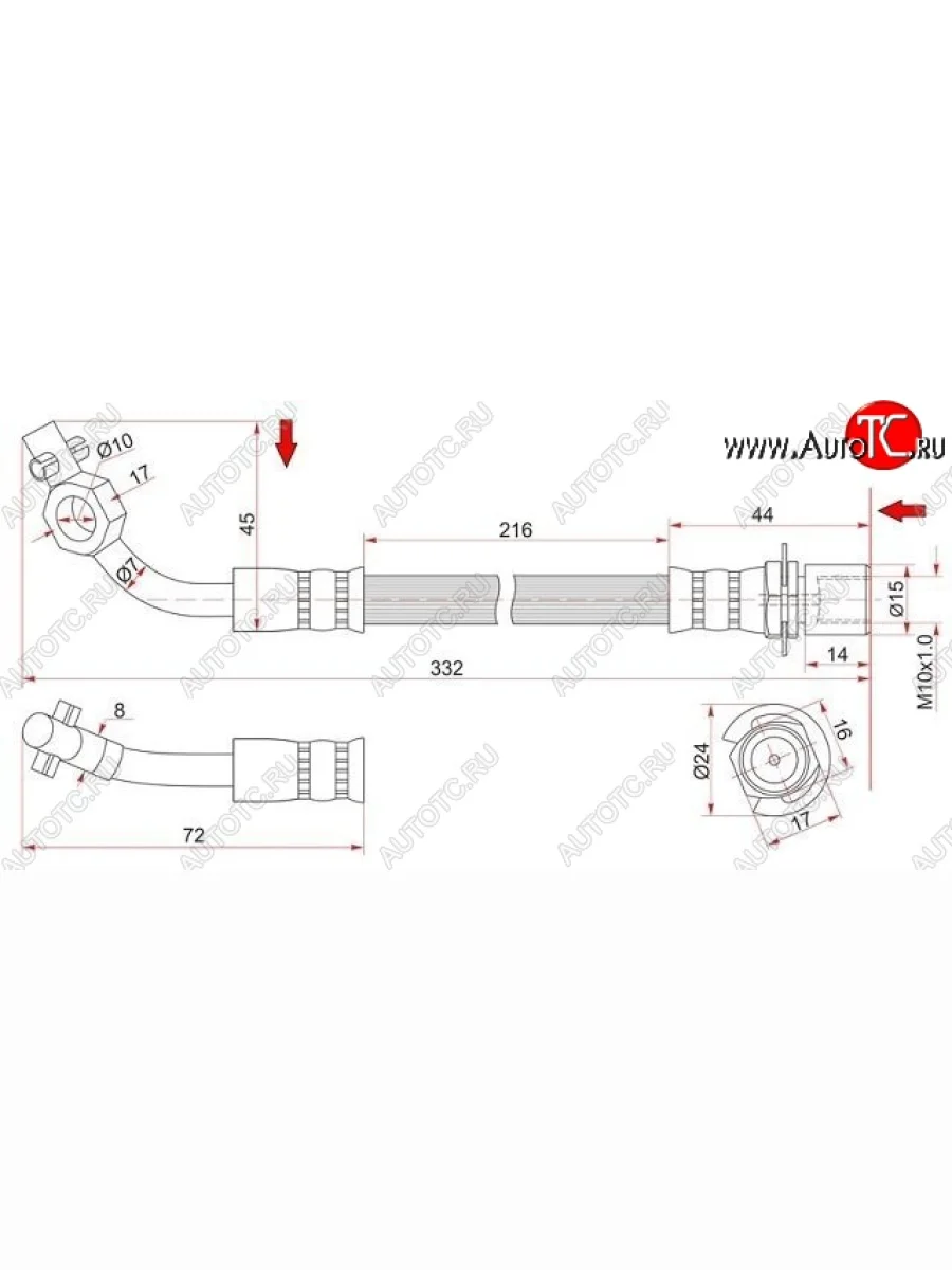 Тормозной шланг SAT (передний, правый) Toyota Land Cruiser 80 (1989-1997)  в Перми Пермском крае