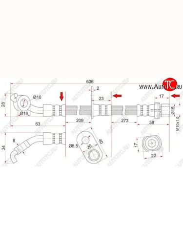 Тормозной шланг SAT (передний, правый) Toyota RAV4 CA20 3 дв. дорестайлинг (2000-2003)